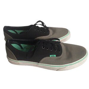 Vans Men’s 11 Low Top Gray Black Green Shoes Sneaker Preppy School Dressy Skater